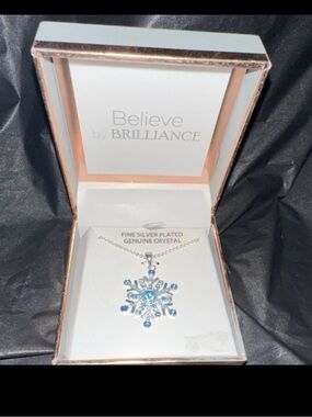 Believe by Brilliance Silver-Plated Blue Snowflake Necklace